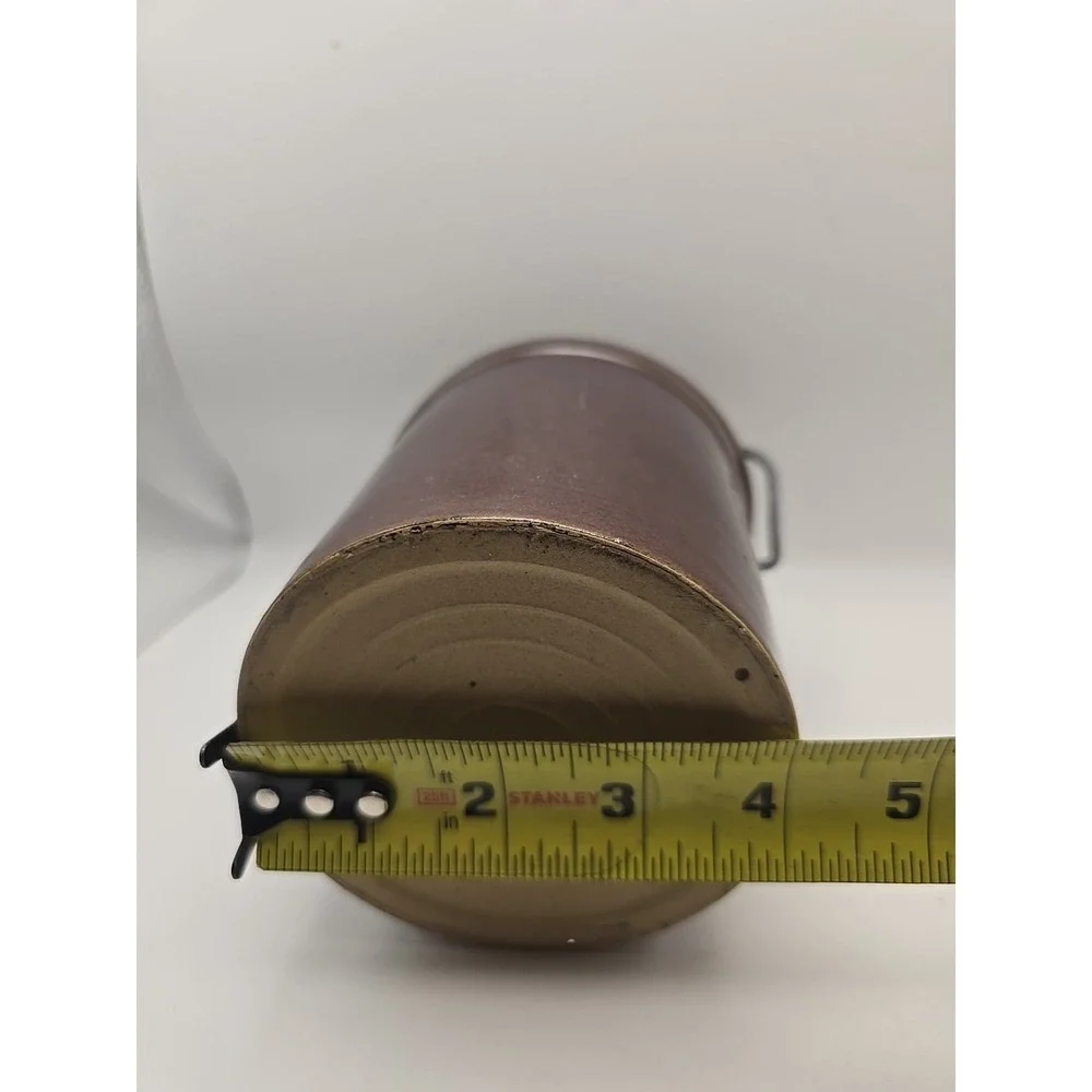 Vintage Small Glazed Butter Cheese Crock w/ Locking Bale Wire Lid‎ Brown Color